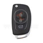 hyundai flip key remote shell 3buttons sedan trunk with left groove laser blade aftermarket front 34881