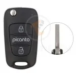 kia picanto 2007 2014 flip key remote shell 2buttons with left groove laser blade aftermarket 34860 1