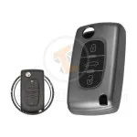 TPU Key Cover Case For Peugeot 307 308 Flip Key Remote 3 Button BLACK Metal Color gallery