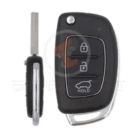 hyundai flip key remote shell 3buttons suv trunk with right groove laser blade aftermarket 34888 main - thumbnail