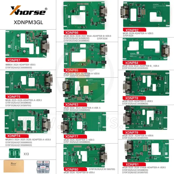 Xhorse MQB 48 adapter XDNPM3GL Solder-Free 13pcs Adapter