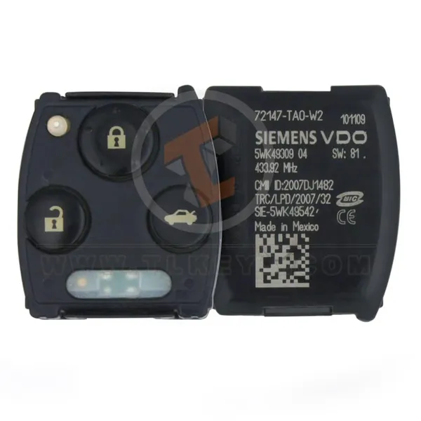 Genuine Honda Accord Module 2008 2011 P/N: 72147-TA0-W2 433MHz Frequency 433MHz