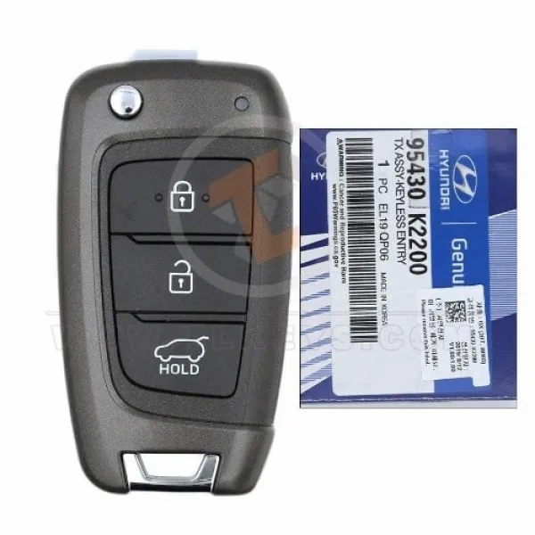 Genuine Hyundai Venue Flip Key Remote 2020 2021 P/N: 95430-K2200 Transponder Chip ID 4A
