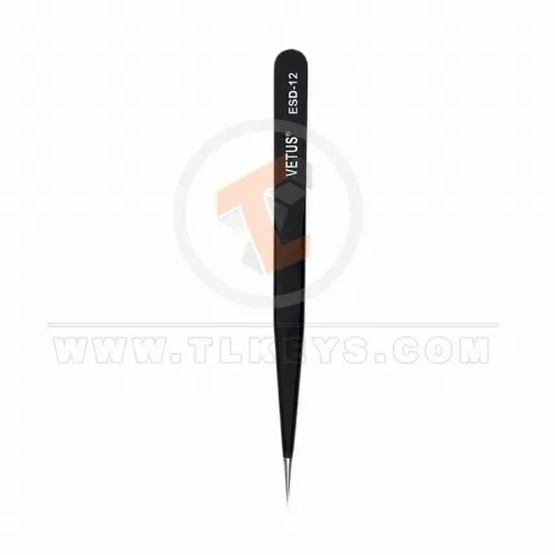 Vetus ESD-12 Straight Antistatic Anti-static SMD Black Tweezer Non-magnetic Stainless Steel Pointed Tip maintenance tools